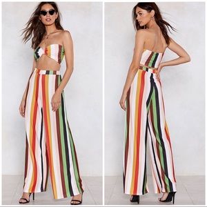 Brand New Nasty Gal Striped Bra and Pants Set